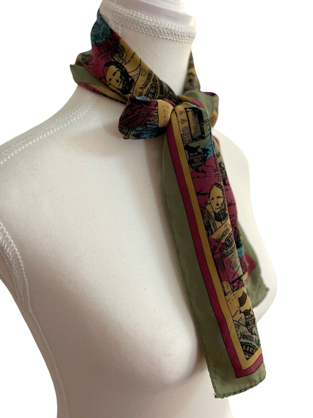 Varucci 100% Silk Vintage Print Oblong Scarf 10 x 50 - Picture 7 of 10